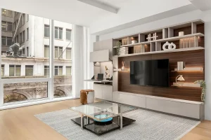 mall-living-room-layout-with-wall-mounted-storage-and-TV