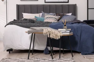 bedroom with visual clutter disrupting balance and elegance