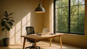 calm and organized workspace that supports focus and reduces visual distractions
