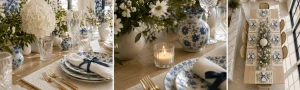 Blue-and-white-dinnerware-table-setting-shown-in-three-editorial-views-highlighting-the-place-settings-centerpiece-and-full-table-composition.