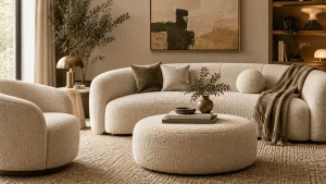 Elegant-living-room-featuring-a-cream-boucle-sofa-matching-rounded-armchair-and-ottoman-showcasing-the-soft-textured-fabric-in-a-warm-sophisticated-interior-